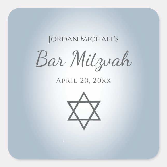 Modern Blue Star of David Simple Bar Mitzvah Quadratischer Aufkleber (Vorderseite)
