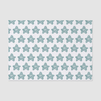 Modern Blue Star Sketch Pattern Seidenpapier