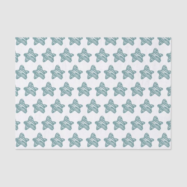 Modern Blue Star Sketch Pattern Seidenpapier (Vorderseite)