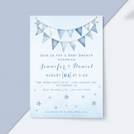Modern Blue Starry Sky Baby Dusche Pennant Bunting Einladung