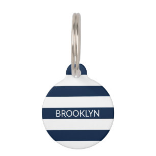 Modern Blue Streifen individuelle Name Info niedli Haustiermarke