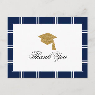 Modern Blue Strip Abschluss Vielen Dank Postkarte