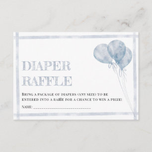 Modern Blue Stripes Balloons Oh Boy Diaper Raffles Begleitkarte