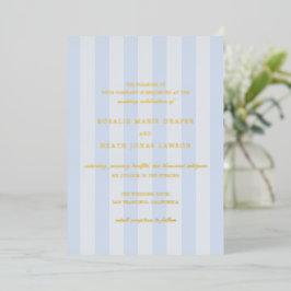 Modern Blue Stripes Elegant Wedding Folieneinladung