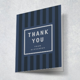 Modern Blue Stripes Graduation Thank You Dankeskarte