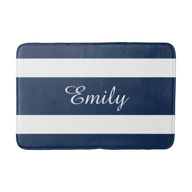 Modern Blue Stripes Mustername Badematte (Vorderseite)