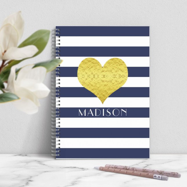 Modern Blue Stripes Mustername Notizblock (Modern Blue Stripes Pattern Name Notebook)