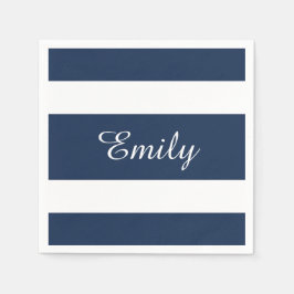 Modern Blue Stripes Mustername Serviette