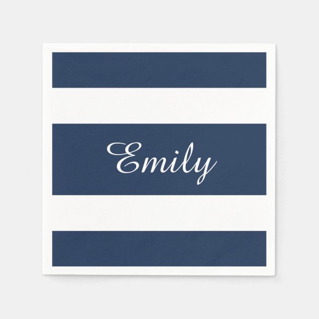 Modern Blue Stripes Mustername Serviette (Vorderseite)