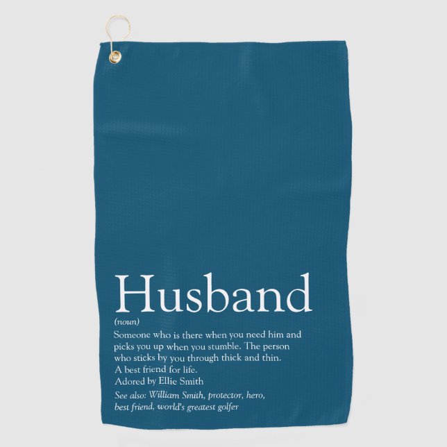 Modern Blue Stylish Cool Fun Husband Definition Golfhandtuch (Vorderseite)