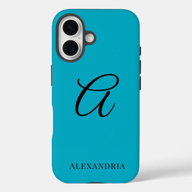 Modern Blue Stylish Personalized Name Initial Case-Mate iPhone Hülle (Rückseite)