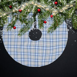 Modern Blue Taupe Tartan Kariert Polyester Weihnachtsbaumdecke