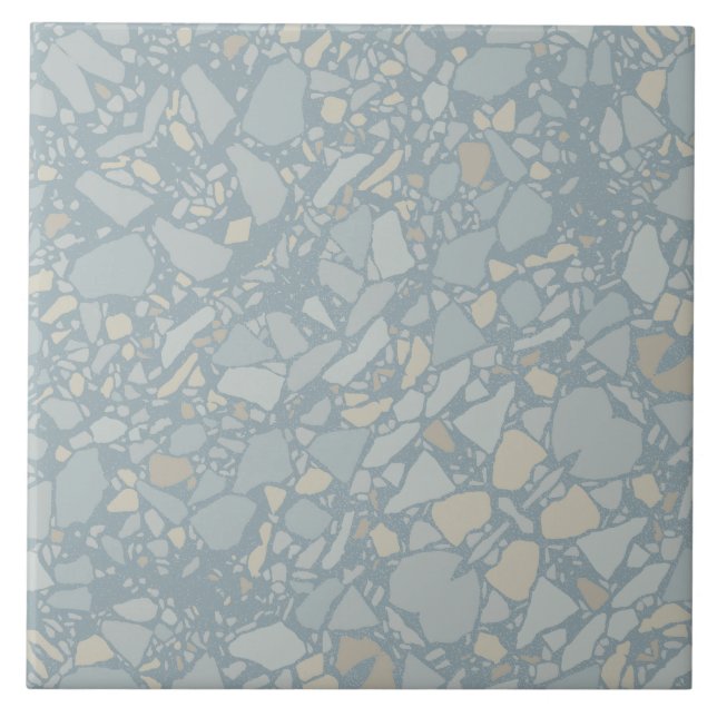 Modern Blue Terrazzo Effect Tile Fliese (Vorderseite)