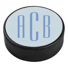 Modern Blue Three Letter Monogram Eishockey Puck
