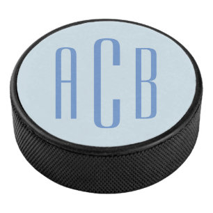 Modern Blue Three Letter Monogram Eishockey Puck