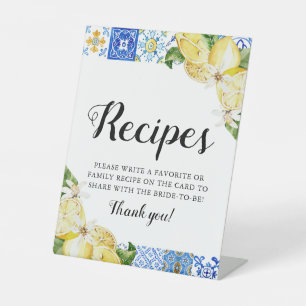 Modern Blue Tile Lemons Brautparty Rezept Zeichen Sockelschild