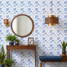 Modern Blue Toile Cacao and Chocolate Pattern