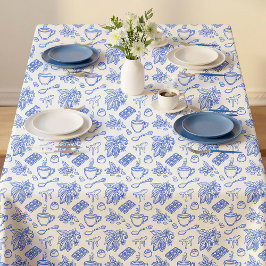 Modern Blue Toile Cacao and Chocolate Pattern Tischdecke