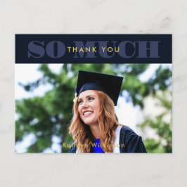 Modern Blue Typografy Foto Abschluss Vielen Dank Postkarte