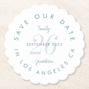 Modern Blue Typografy Save the Date Untersetzer