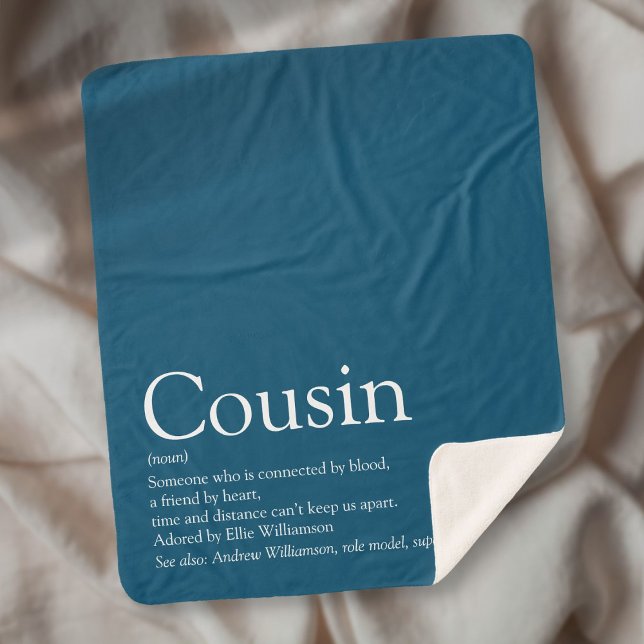 Modern Blue Typographic Fun Cooler Cousin Zitat Sherpadecke (Modern Blue Typographic Fun Cool Cousin Quote Sherpa Blanket)