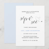 Modern Blue Typography Boy Sip and See