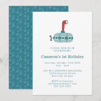 Modern Blue U-Boot Einfach 1. Geburtstag