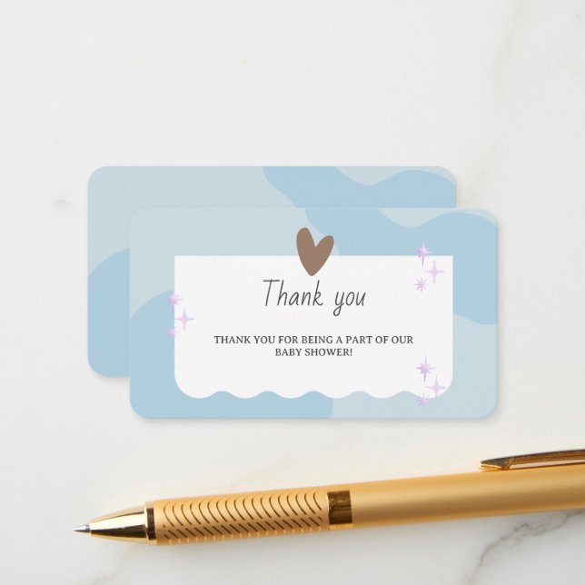 Modern Blue und Star Baby Dusche Danke Karte (Vorderseite/Rückseite Beispiel)
