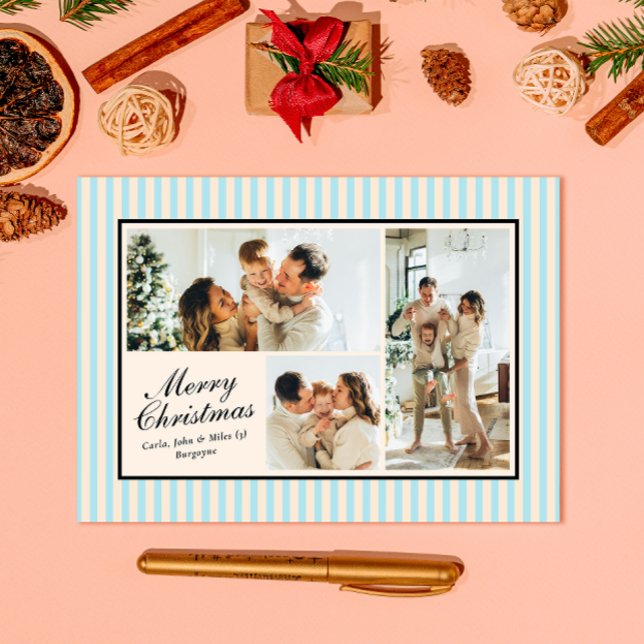 Modern Blue Vertical Strip 3 Foto Weihnachten (Von Creator hochgeladen)