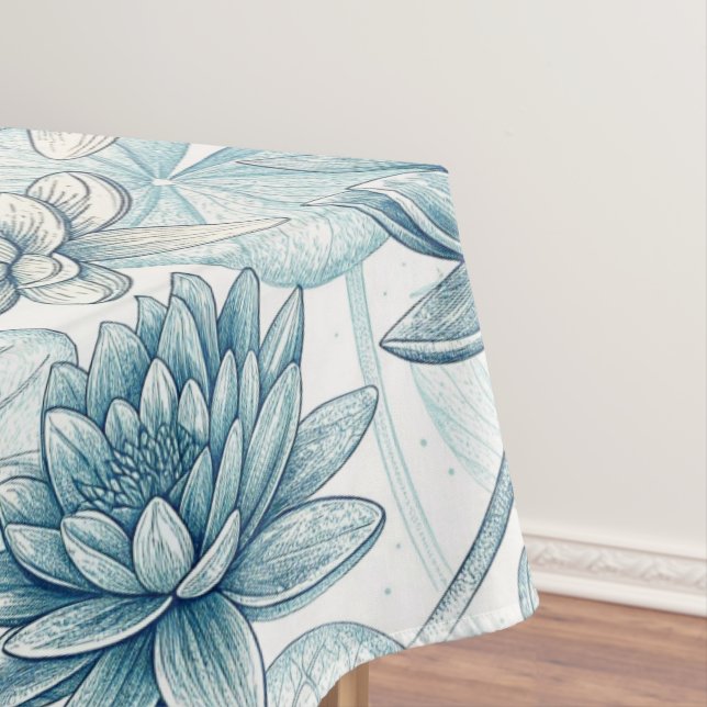 Modern Blue Water Lilies Monet Style Tischdecke (Beispiel)