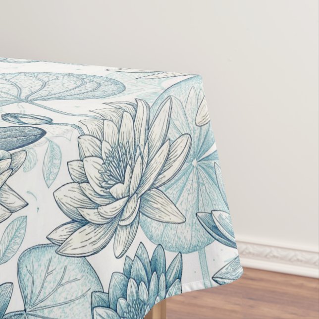 Modern Blue Water Lilies Monet Style Tischdecke (Beispiel)