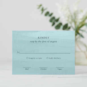 Modern Blue Watercolor Elegante Hochzeit RSVP Karte