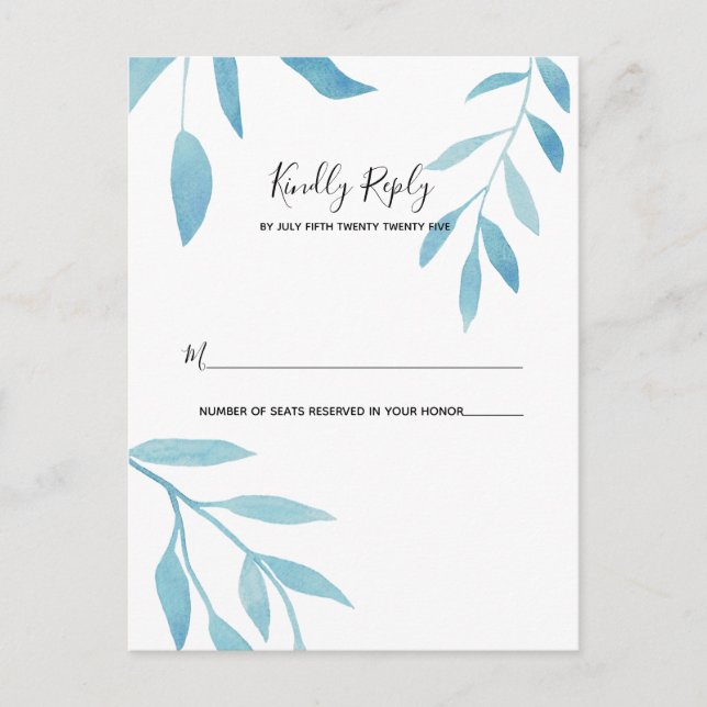 Modern Blue Watercolor Floral UAWG Postkarte (Vorderseite)