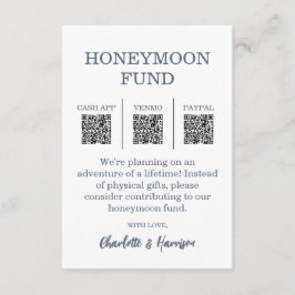 Modern Blue Wedding Honeymoon Fund Begleitkarte