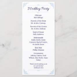 Modern Blue Wedding Program French Country Programm