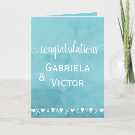 Modern Blue Wedding Verlobung Herzlichen Glückwuns Karte