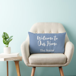 Modern Blue Welcome Zuhause Individuelle Name Lendenkissen