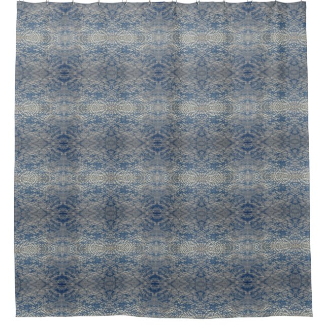 Modern Blue White Abstrakt Pattern Artistic Duschvorhang (Vorderseite)