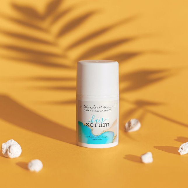 Modern Blue White Agate Marble Opal Product Label Quadratischer Aufkleber (Von Creator hochgeladen)