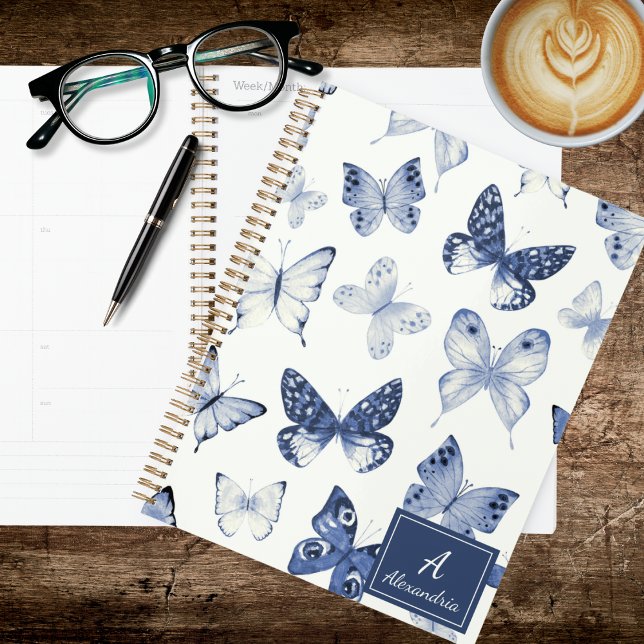 Modern Blue & White Butterfly  Planer (Von Creator hochgeladen)