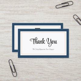 Modern Blue White Gold Dankeschön Card Visitenkarte