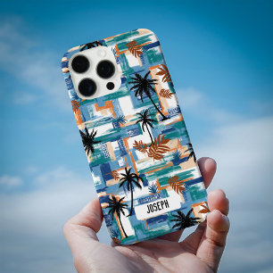 Modern Blue White Hawaii Island Tropical Custom iPhone 16 Pro Hülle