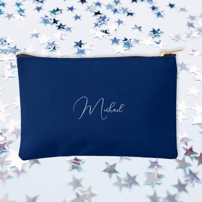 Modern Blue White Monogram Travel Cosmetic Golf Zubehörtasche (Modern Blue White Monogram Travel Cosmetic Golf Accessory Pouch)