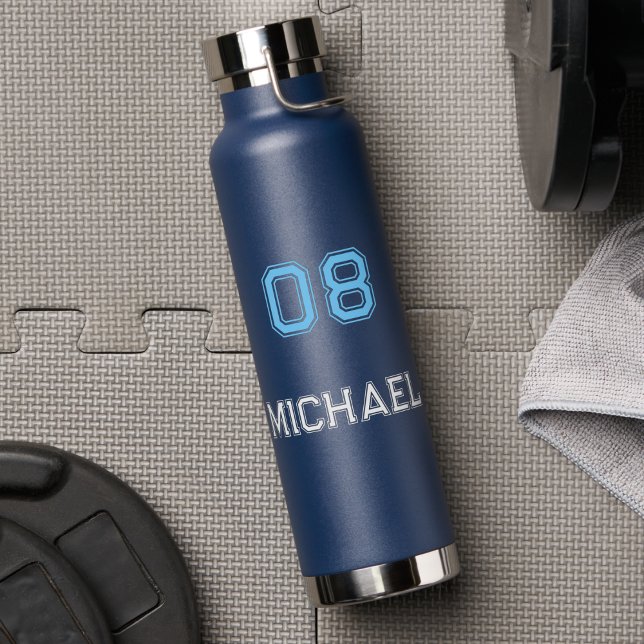 Modern Blue White Player Name Jersey Nummer Sports Trinkflasche (Modern Blue White Player Name Jersey Number Sports Water Bottle)
