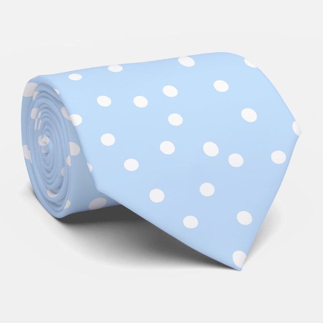 Modern Blue White Polka Dots Groom Gift   Krawatte (Gerollt)