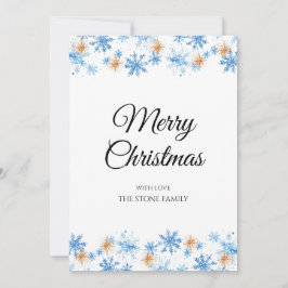 Modern Blue Winter Snowflakes Weihnachten