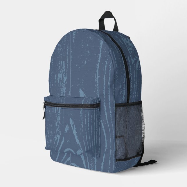 Modern Blue Wood Grain Bedruckter Rucksack (Rückseitige Ecke Rechts)