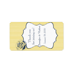 Modern Blue Yellow Strip Wedding Lip Balm Label Adressaufkleber