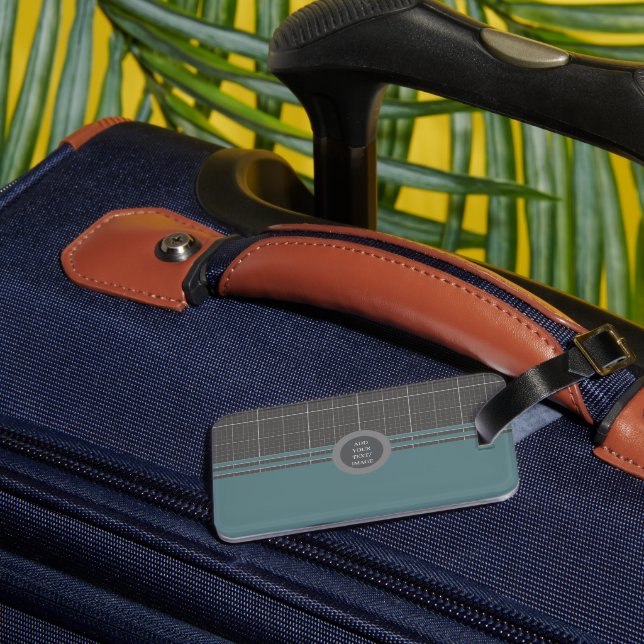 Modern Blueprint Geometric Grid Lugagge Tag LT02 Gepäckanhänger (Rückseite Insitu 1)