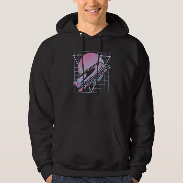 Modern Blues Disco Harp Retro Harmonica Hoodie (Vorderseite)